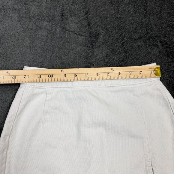 Lioness Women XS White Denim Mini Skirt Side Slit High Waisted - Picture 6 of 10